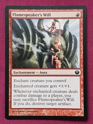 Magic The Gathering JOURNEY INTO NYX FLAMESPEAKER'S WILL red card MTG - Image 1 of 2