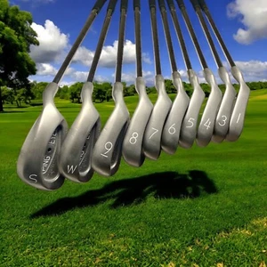 Mens Ping Eye 2 Plus + 1-3-PW-SW Black Dot ZZ Lite Steel Stiff NICE Matching #s - Picture 1 of 22