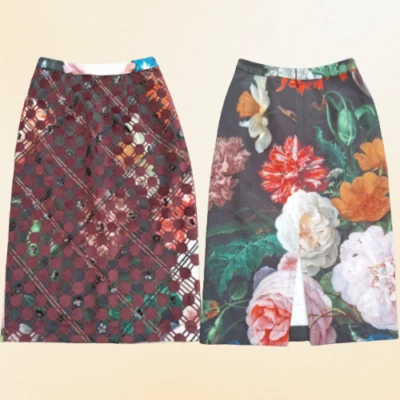 Falda lápiz de terciopelo rubí Anthropologie Pankaj & Nidhi (2 para mujer) sirena de oficina Foto 1 de 4