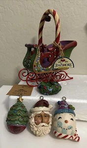 Jim Shore "Jingle All The Way" Christmas Winter Sleigh 4 Ornaments 2012 New Open - Picture 1 of 24
