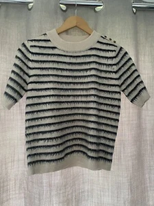 M&S Beige Striped Knit Top Size 10 - Picture 1 of 5