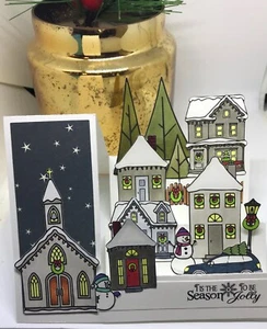 handgefertigtes Karten-Kit Stampin' Up! Weihnachtsdorf Stufenkarte - Bild 1 von 1
