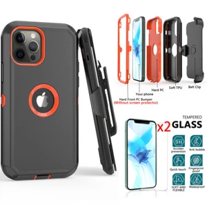 For iPhone 12 Pro/12 Pro Max/12 Mini Case+Tempered Glass+Belt Clip Fits Otterbox - Picture 1 of 29