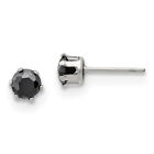 Chisel Stainless Steel Polished 5Mm Black Round Cz Stud Post Earrings Sre1093