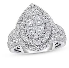 Multi Diamond Pear Shaped Engagement Ring 2ct White Gold NEW