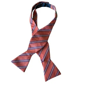 Corbata de montar naranja a rayas seda poliéster para hombre autocorbata ajustable - Imagen 1 de 7