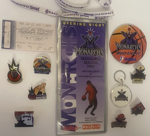 Sacramento Monarchs Inaugural Pass Ticket Pins Fan Souvenir Lot Keychain Opening Cover