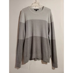 Michael Kors Striped Wool Blend Knit Pullover Sweater Mens Size XL Gray Comfort - Picture 1 of 8