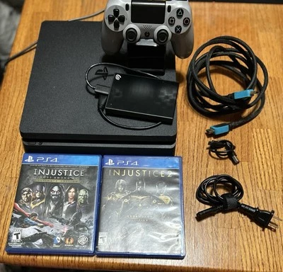 Paquete de consola PS4 Slim 1 TB, 3 juegos disco Seagate 1 TB con 12 juegos/accesorios Foto 1 de 4