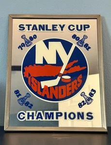 Vintage New York Islanders 4 Time Stanley Cup Champions Mirror 12”x 10” - Picture 1 of 1