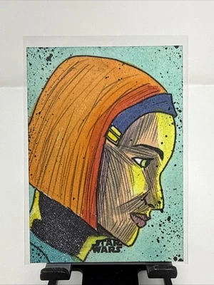 Tarjeta de boceto 2024 Star Wars Galactic Antiquities 1/1 AURRA SING de Ashley Villers Foto 1 de 2