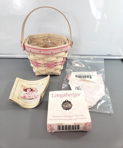 Longaberger 2001 Whitewashed Horizon of Hope Basket Liner Protector Tie On Cover