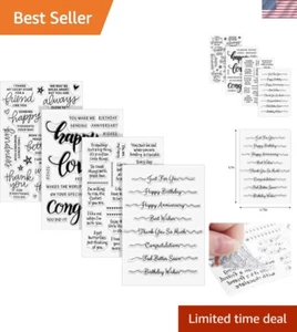 4 Sheets Words Clear Stamps for Card Making Silicone Sentiment Stamp with Scr... - Picture 1 of 9