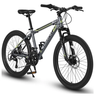 Bicicleta de montaña de acero de 24 pulgadas Shimano bicicleta de montaña de 21 velocidades con frenos de disco Daul Foto 1 de 4