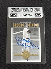 BROOKS ROBINSON 2001 UD HALL OF FAMERS SIGNED AUTOGRAPHED CARD CAS AUTHENTIC