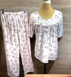 Damen Body Touch Pyjama Set Rosa Blumen M - Bild 1 von 3