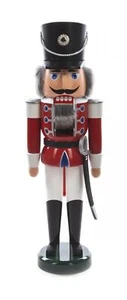 Nutcracker Husar Red White 7 1/2x23 5/8x5 7/8in New Wood Figure Christmas - Picture 1 of 1