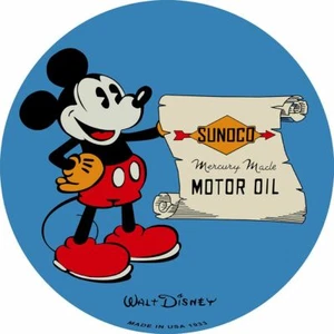 MICKEY MOUSE SUNOCO OIL 14" ROUND HEAVY DUTY USA MADE METAL ADVERTISING SIGN - Picture 1 of 1