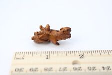 Miniature Netsuke Rat Pulling a Turtle - Japanese Carved Boxwood - Signed
