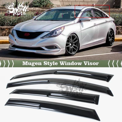 FITS 2011-2014 HYUNDAI SONATA 3D WAVY MUGEN STYLE WINDOW VISOR RAIN GUARD VENT - Image 1 of 4