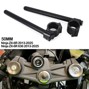 50mm Fork Handlebar For Kawasaki Ninja ZX6R/ZX636/ZX600 ZX14 ZX10R Clip on - Picture 1 of 10