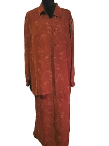 MAGGIE McNAUGHTON 2X LONG RUST COLORED DRESS W A SHEER OVERLAY & SHEER BLOUSE - Picture 1 of 10
