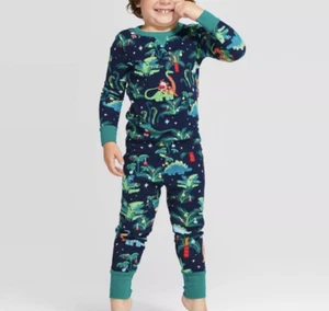 Jurassic Dinosaurs Santa Claus Christmas Sleepwear Pajamas Size 2Y - Picture 1 of 8