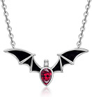 Halloween Bat Necklace Sterling Silver for Women Black Ruby Amethyst Sapphire Di