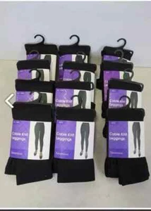 New Cable Knit Leggings Black Seamless Size M L XL XXL 96% Polyester 4% Spandex - Picture 1 of 8