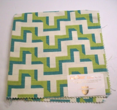 Norbar Fabric Remnant Sample Upholstery Green Blue 17 x 17 Postmodern Retro 80's - Image 1 of 2