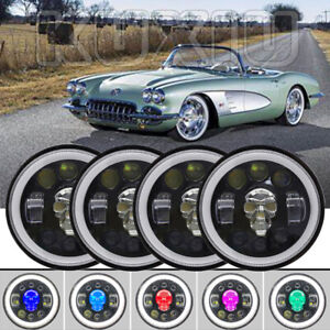 4pcs 5.75" 5 3/4  LED Headlight Hi/Lo Beam For Chevelle Corvette C10 C20 Pickup