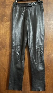 Wilsons Black Leather Pants Womens Size 8 Lined SEXY Long Slacks Vintage - Picture 1 of 9