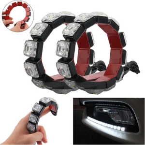 2Pcs White 6 LED Daytime Running Driving DRL Light Flexible Strip Fog Lamp 12V - Picture 1 of 12