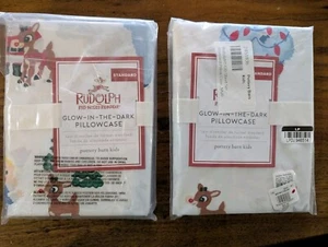 POTTERY BARN KIDS Set of 2 Rudolph® Glow-in-the-Dark Pillow Cases-Std-NWT - Picture 1 of 3