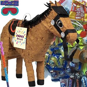 Pinata Pferd + Maske + Stock + Füllung - Party Kindergeburtstag Geburtstag Pony