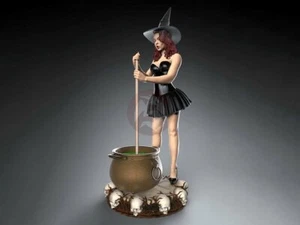 Caldero agitador bruja Halloween pin-up modelo real 75 mm (1/24) (con base) 1108 - Imagen 1 de 1