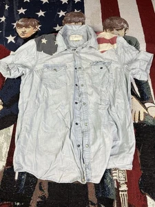 Ralph Lauren Denim Supply Shirt Mens L Large Blue Pearl Snaps USA Flag - Picture 1 of 6