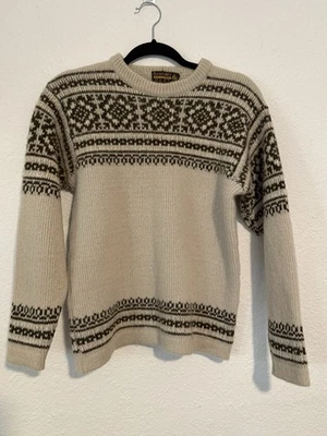 Винтажный норвежский шерстяной свитер Nordstrikk коричневый желтовато-коричневый нордический Fair Isle размер S - Изображение 1 из 4