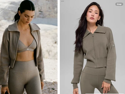 Chaqueta Alo Yoga Scholar Tejida Recortada Cremallera Completa en Lt.Cocoa Nueva con Etiquetas, Pequeña. orig$188 Foto 1 de 3