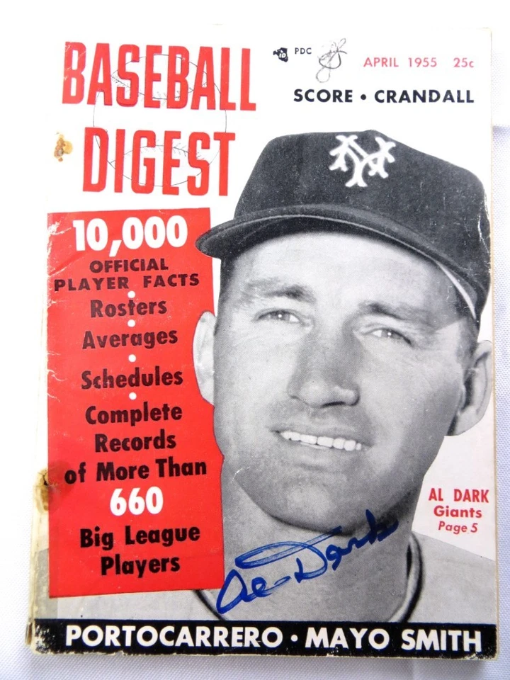 Revista autografiada firmada por Alvin Dark resumen de béisbol 1955 Giants JSA AG39594 Foto 1 de 1