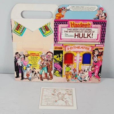 Incredible Hulk Hardee's caja de teatro 3D 1983 Marvel comida de acción con cómic Foto 1 de 4