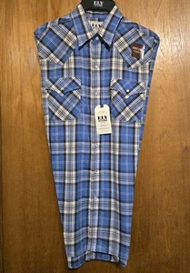 Camisa de hombre ELY CATTLEMAN mediana a cuadros manga larga con cierre de botones de perlas, nueva - Imagen 1 de 5