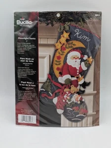 NUEVO Kit Medias Navidad Fieltro Bucilla Original MOONLIGHT SANTA 18” 86018  - Imagen 1 de 4