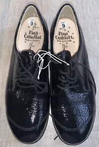 Finn Comfort donna UK 6.5 US 9 pelle verniciata nera oxford - Foto 1 di 8
