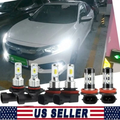 Faros antiniebla altos/bajos LED para Honda Civic 2016 2017 2018 2019 2020 Foto 1 de 4