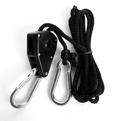 4 × Seilratsche 50 kg belastbar • 1,6 m Rope‑Ratchet Yoyo Hanger für Grow‑Lamp - Bild 1 von 4