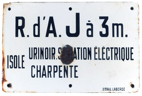 Old French enamel building sign plate plaque notice stand alone electric urinal Cover