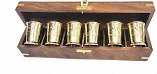 Nautical Marine Brass Anchor Wooden Box Shot Jars, 6...
