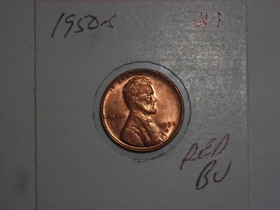 wheat penny 1950S LINCOLN CENT GREAT RED BU 1950-S NICE RED UNC LUSTER LOT #1 - Image 1 of 3