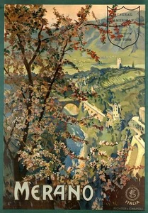 Vintage Illustrated Travel Poster CANVAS PRINT Merano italy 8"X 10" - Picture 1 of 1